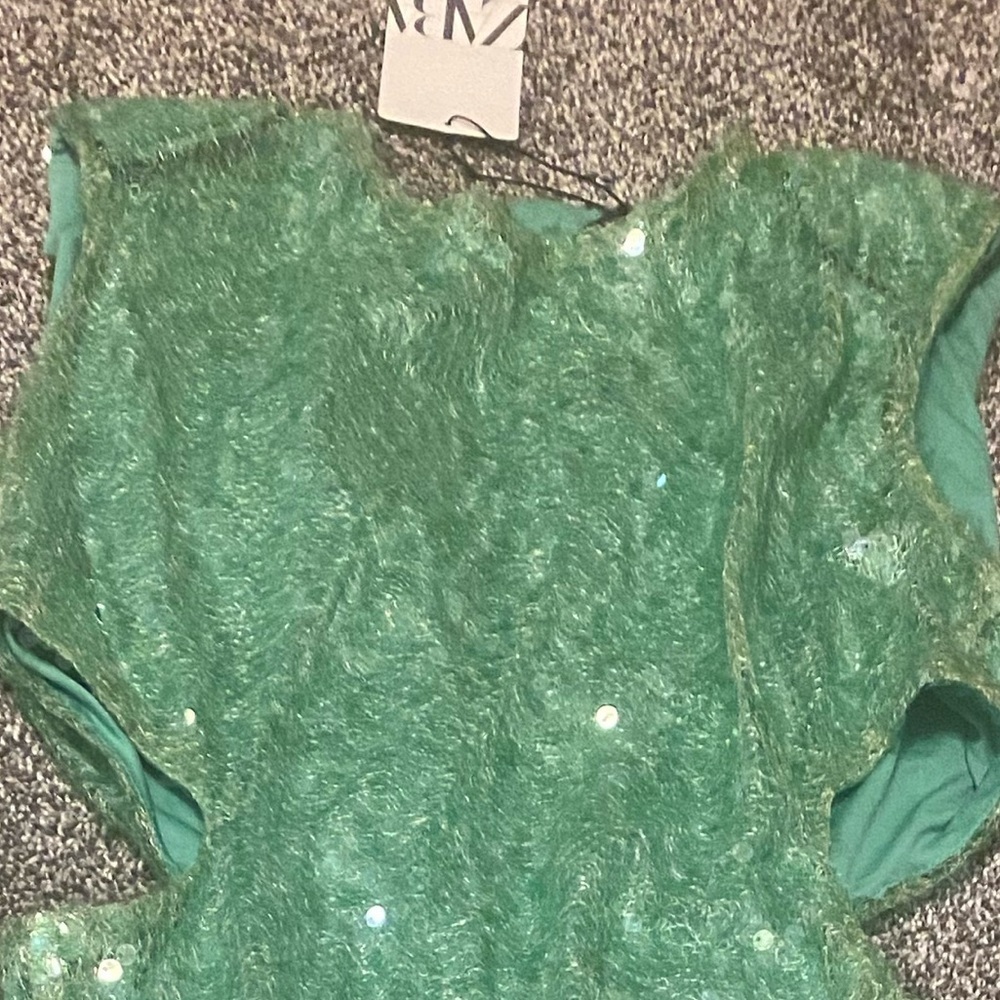 Zara NWT sea green sequin midi cut out dress 7990/908 - Picture 9 of 10